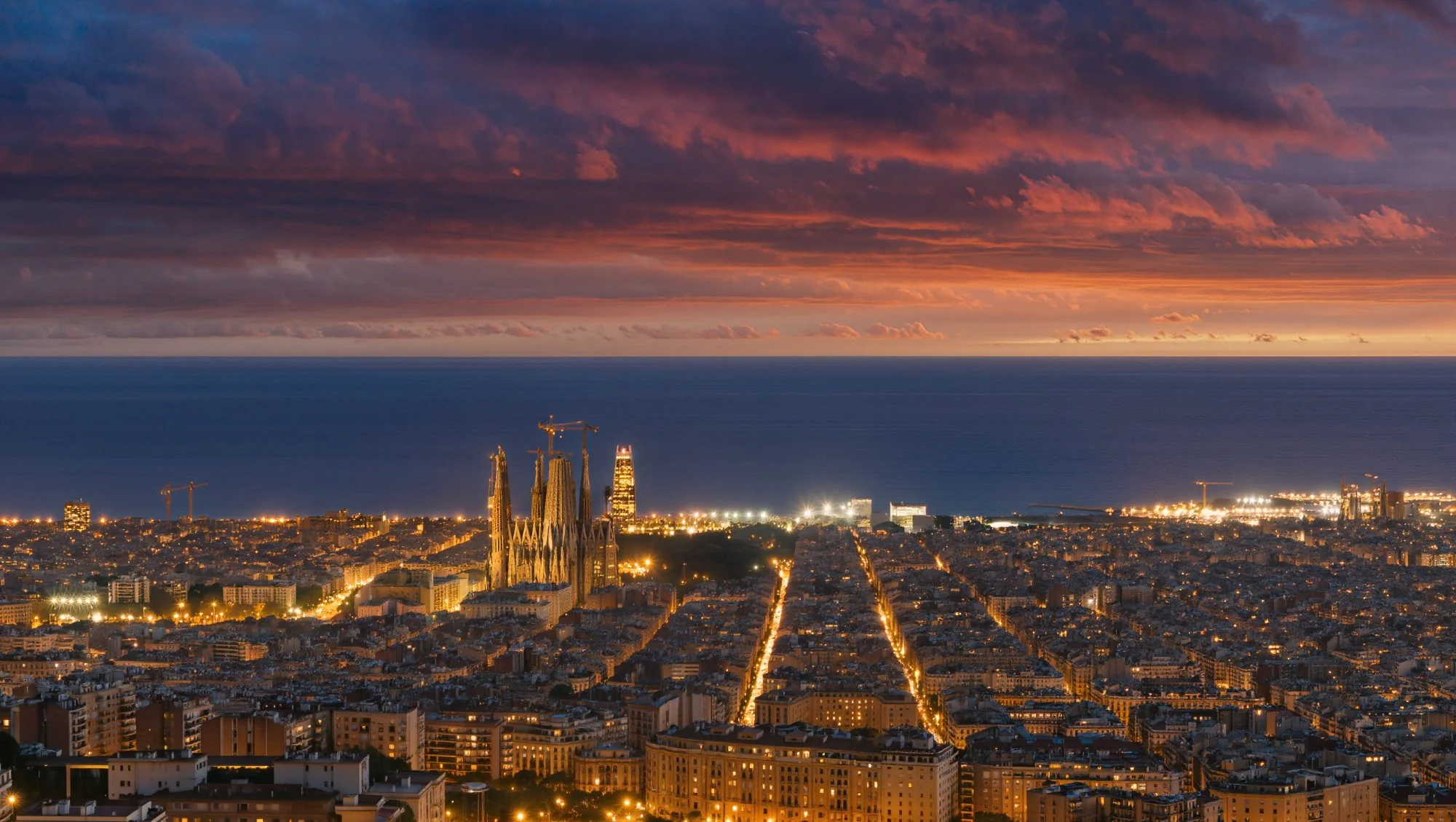 Barcelona skyline at night
